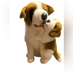Vintage Large St Bernard dog Mom Dog and Puppy Stuffed Animal Toy Rare